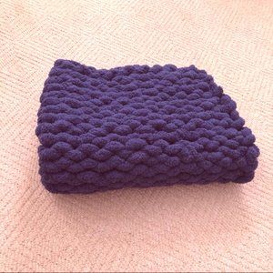 Navy Blue Chunky Knit Blanket